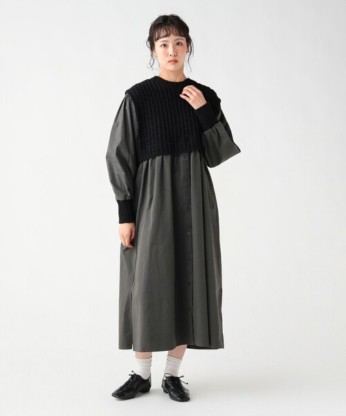 BEAMS HEART(ビームスハート)の「ニット × ドッキング ワンピース(ワンピース・レディース・ホワイト系その他5/ブラック/オフホワイト・FREE)」の14枚目の写真