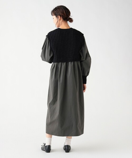 BEAMS HEART(ビームスハート)の「ニット × ドッキング ワンピース(ワンピース・レディース・ホワイト系その他5/ブラック/オフホワイト・FREE)」の15枚目の写真