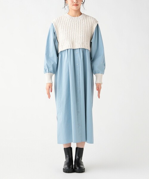 BEAMS HEART(ビームスハート)の「ニット × ドッキング ワンピース(ワンピース・レディース・ホワイト系その他5/ブラック/オフホワイト・FREE)」の16枚目の写真
