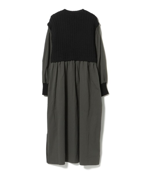 BEAMS HEART(ビームスハート)の「ニット × ドッキング ワンピース(ワンピース・レディース・ホワイト系その他5/ブラック/オフホワイト・FREE)」の4枚目の写真