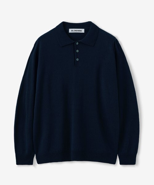 BLOND9(ブロンドナイン)の「ボタンカラーニット_ネイビー(ニット/セーター・メンズ・ネイビー・LARGE/MEDIUM)」の1枚目の写真