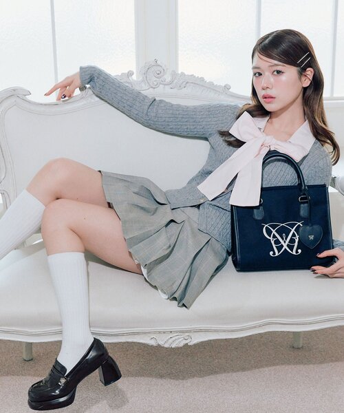 OLIVE des OLIVE（オリーブデオリーブ）の「【2WAY】ケーブルボウタイニット（ニット/セーター・レディース・ネイビー/サックスブルー/ブラック/トップグレー・FREE）」の19枚目の写真