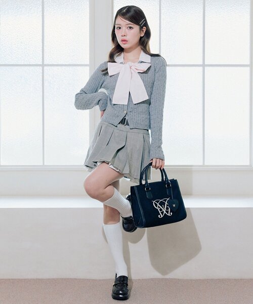 OLIVE des OLIVE（オリーブデオリーブ）の「【2WAY】ケーブルボウタイニット（ニット/セーター・レディース・ネイビー/サックスブルー/ブラック/トップグレー・FREE）」の21枚目の写真