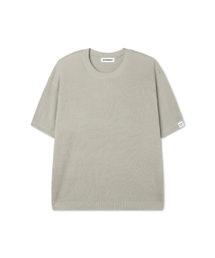 APOSTROPHE COMMA（アポストロフィコンマ）の「リバーシブルラベルワッフル半袖ニットTシャツ_ベージュ（ニット/セーター）」
