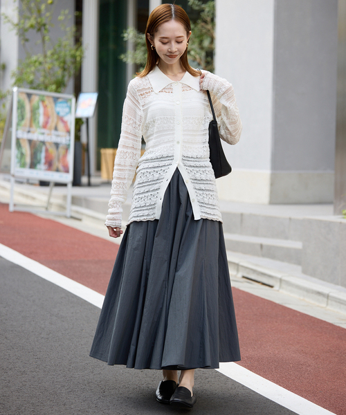 SLOBE IENA（スローブイエナ）の「レーシーニットシャツ（ニット/セーター・レディース・イエロー/ホワイト・FREE）」の4枚目の写真