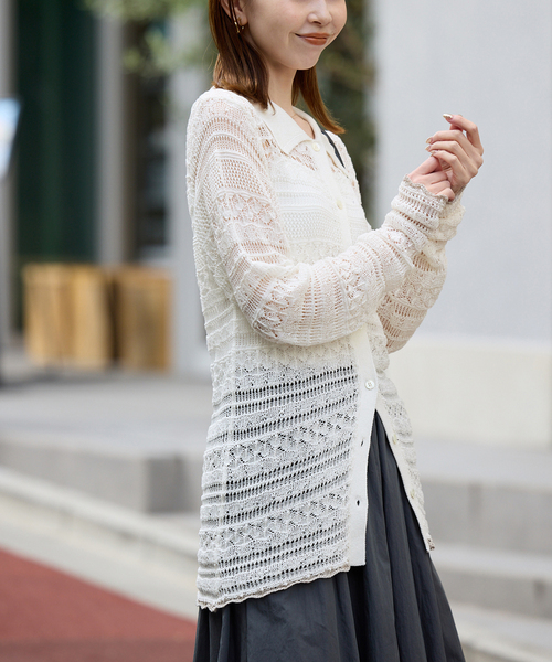 SLOBE IENA（スローブイエナ）の「レーシーニットシャツ（ニット/セーター・レディース・イエロー/ホワイト・FREE）」の9枚目の写真