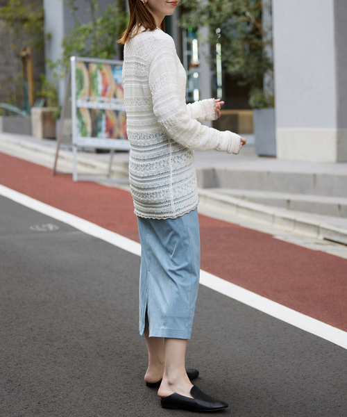 SLOBE IENA（スローブイエナ）の「レーシーニットシャツ（ニット/セーター・レディース・イエロー/ホワイト・FREE）」の14枚目の写真