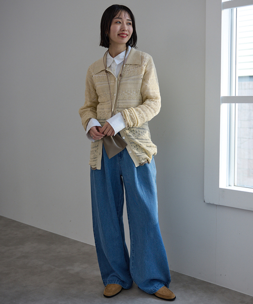 SLOBE IENA（スローブイエナ）の「レーシーニットシャツ（ニット/セーター・レディース・イエロー/ホワイト・FREE）」の21枚目の写真