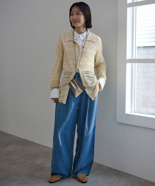 SLOBE IENA（スローブイエナ）の「レーシーニットシャツ（ニット/セーター・レディース・イエロー/ホワイト・FREE）」の22枚目の写真