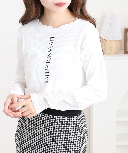 セール】Anna Nicola 袖チュールロゴカットソー（Tシャツ/カットソー