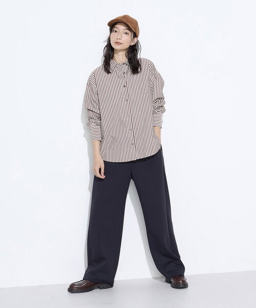 COMME CA Wardrobe（コムサワードローブ）の「レーヨンミックスダンボール パンツ（スラックス・レディース・杢グレー/ネイビー・9号/7号/11号）」の4枚目の写真