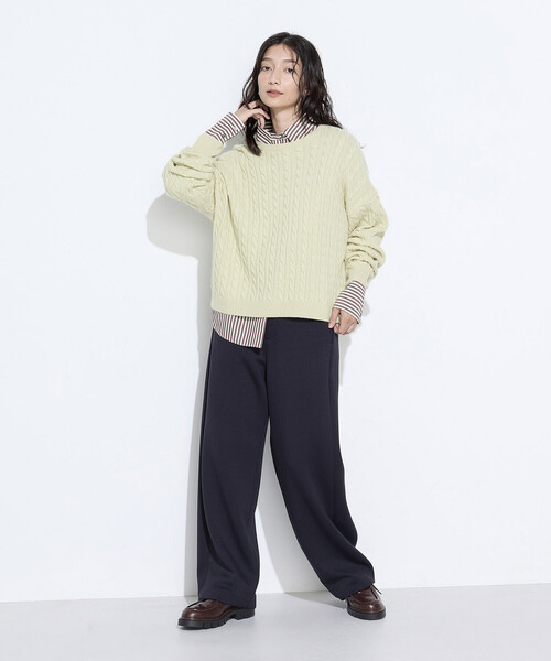 COMME CA Wardrobe（コムサワードローブ）の「レーヨンミックスダンボール パンツ（スラックス・レディース・杢グレー/ネイビー・9号/7号/11号）」の5枚目の写真