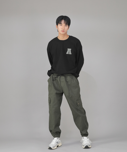 SAINTCREW(セントクルー)の「スナップボタンワイドカーゴジョガーパンツ SWC-361 カーキ(スウェットパンツ・メンズ・その他・MEDIUM/LARGE/X-LARGE)」の2枚目の写真