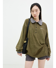 COLOCYNTH（コロシント）の「Tulip Collar Oversized Shirts Khaki（ポロシャツ）」