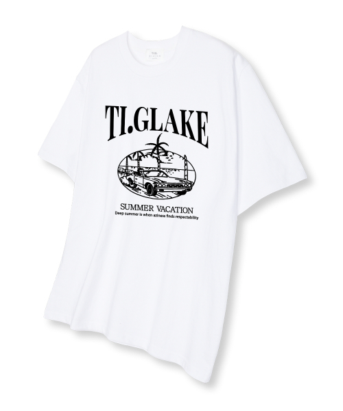 TI.GLAKE(ティーグレイク)の「オープンカー バケーション オーバーサイズ 半袖Tシャツ ホワイト(Tシャツ/カットソー・レディース・その他・LARGE/X-LARGE/XX-LARGE)」の1枚目の写真