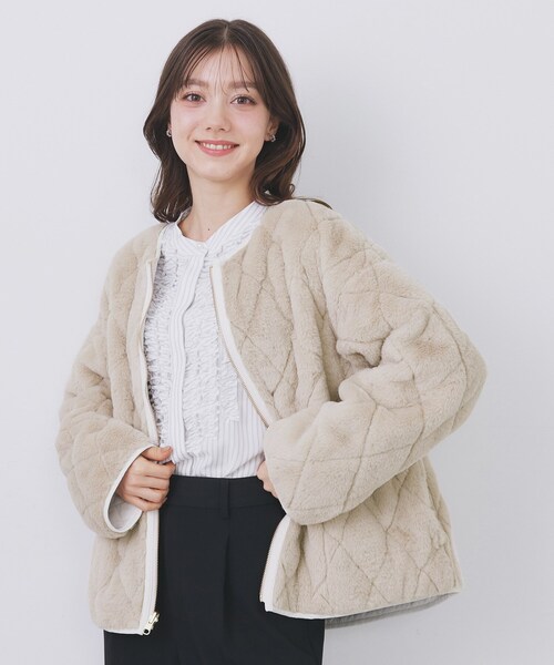 リバーシブル キルティングファーブルゾン【洗濯機OK】（ブルゾン