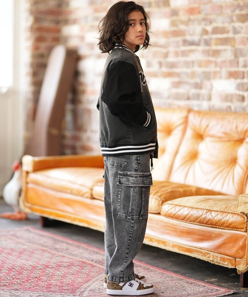 DC（ディーシー）の「DC/ディーシー 26 KD VARSITY JACKET キッズ ジャケット YJK261501（その他アウター・キッズ・ライトブルー/ブラック・130cm/140cm/150cm/160cm）」の11枚目の写真