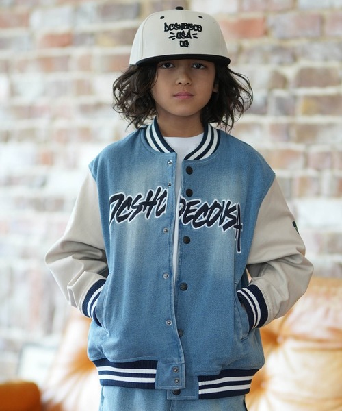 DC（ディーシー）の「DC/ディーシー 26 KD VARSITY JACKET キッズ ジャケット YJK261501（その他アウター・キッズ・ライトブルー/ブラック・130cm/140cm/150cm/160cm）」の12枚目の写真
