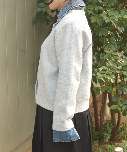 axes femme(アクシーズファム)の「デニム切替ニット(Tシャツ/カットソー・レディース・グレー/ネイビー/ワイン・FREE)」の5枚目の写真