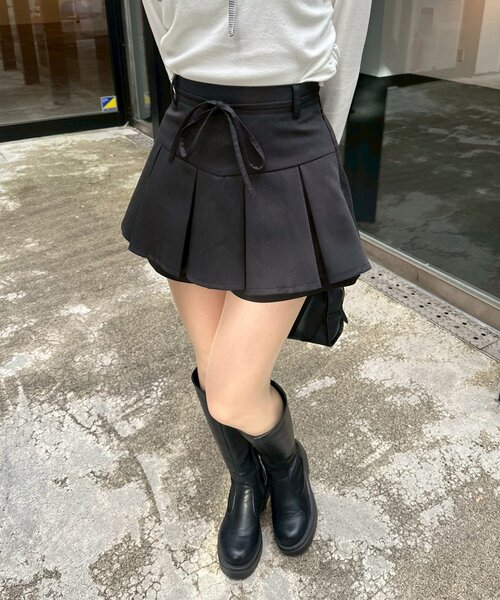 continuer de NICE CLAUP（コンティニューデナイスクラップ）の「【2026SS】リボン付プリーツスカパン（スカート・レディース・ブラック/チェック/トップグレー/オフホワイト・FREE）」の6枚目の写真