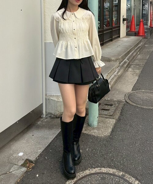 continuer de NICE CLAUP（コンティニューデナイスクラップ）の「【2026SS】リボン付プリーツスカパン（スカート・レディース・ブラック/チェック/トップグレー/オフホワイト・FREE）」の14枚目の写真