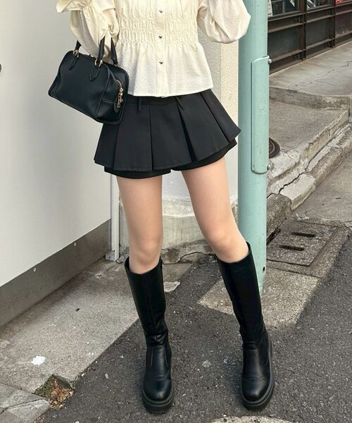 continuer de NICE CLAUP（コンティニューデナイスクラップ）の「【2026SS】リボン付プリーツスカパン（スカート・レディース・ブラック/チェック/トップグレー/オフホワイト・FREE）」の15枚目の写真