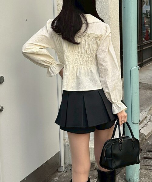 continuer de NICE CLAUP（コンティニューデナイスクラップ）の「【2026SS】リボン付プリーツスカパン（スカート・レディース・ブラック/チェック/トップグレー/オフホワイト・FREE）」の16枚目の写真