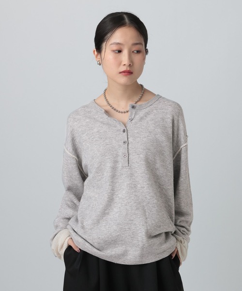 LEPSIM（レプシィム）の「12ゲージヘンリーレイヤープルオーバー　634165（ニット/セーター・レディース・グレー/チャコールグレー/ブラウン・FREE）」の3枚目の写真