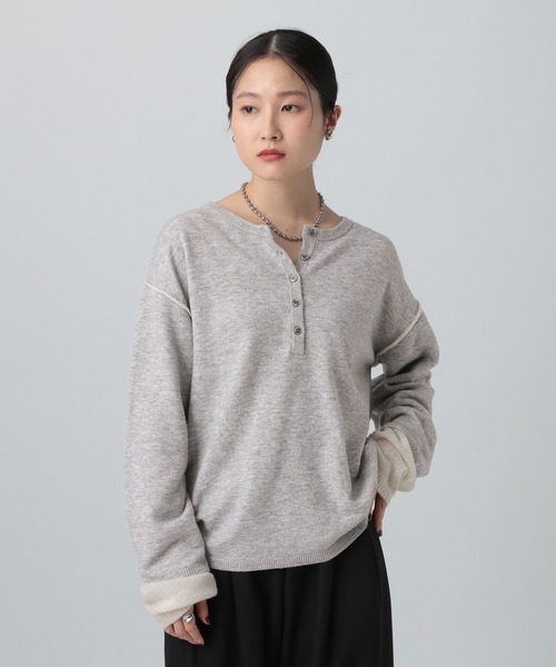 LEPSIM（レプシィム）の「12ゲージヘンリーレイヤープルオーバー　634165（ニット/セーター・レディース・グレー/チャコールグレー/ブラウン・FREE）」の5枚目の写真