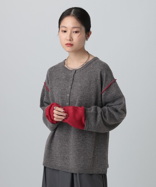 LEPSIM（レプシィム）の「12ゲージヘンリーレイヤープルオーバー　634165（ニット/セーター・レディース・グレー/チャコールグレー/ブラウン・FREE）」の10枚目の写真