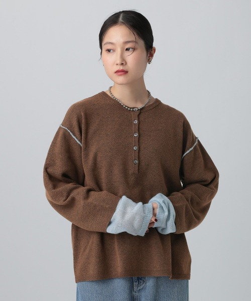 LEPSIM（レプシィム）の「12ゲージヘンリーレイヤープルオーバー　634165（ニット/セーター・レディース・グレー/チャコールグレー/ブラウン・FREE）」の15枚目の写真