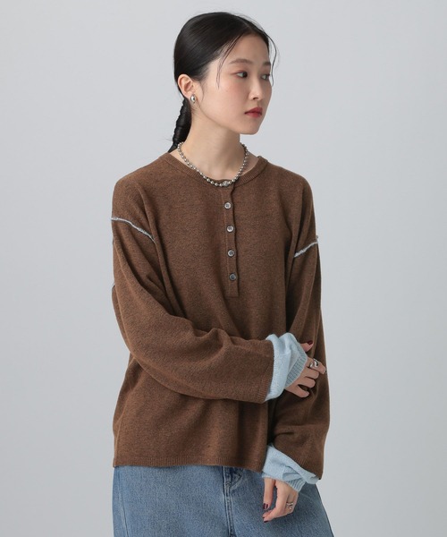 LEPSIM（レプシィム）の「12ゲージヘンリーレイヤープルオーバー　634165（ニット/セーター・レディース・グレー/チャコールグレー/ブラウン・FREE）」の16枚目の写真