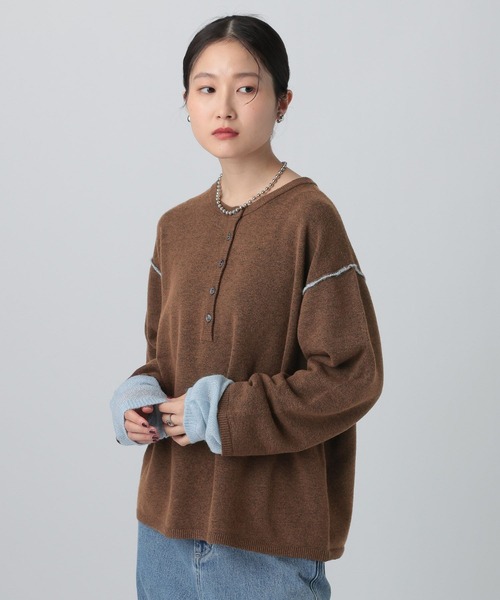 LEPSIM（レプシィム）の「12ゲージヘンリーレイヤープルオーバー　634165（ニット/セーター・レディース・グレー/チャコールグレー/ブラウン・FREE）」の17枚目の写真