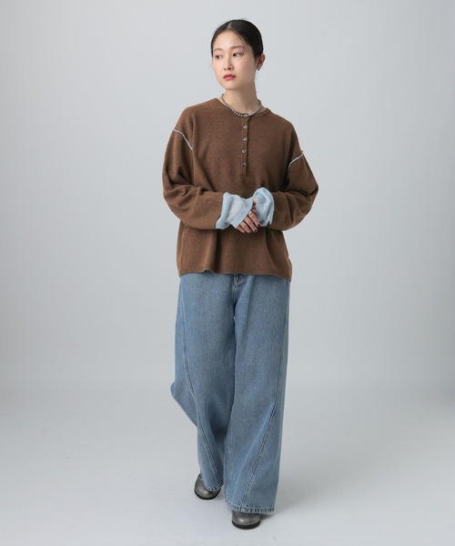 LEPSIM（レプシィム）の「12ゲージヘンリーレイヤープルオーバー　634165（ニット/セーター・レディース・グレー/チャコールグレー/ブラウン・FREE）」の19枚目の写真