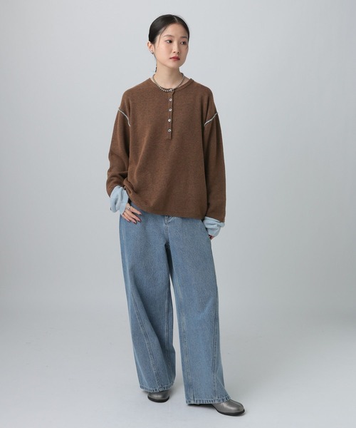 LEPSIM（レプシィム）の「12ゲージヘンリーレイヤープルオーバー　634165（ニット/セーター・レディース・グレー/チャコールグレー/ブラウン・FREE）」の20枚目の写真