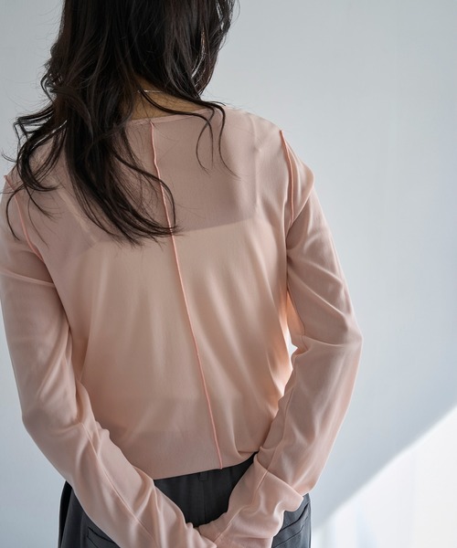 meilmada（メイルマダ）の「ロングスリーブメッシュシアートップス（Tシャツ/カットソー・レディース・アイボリー/ブラック/ブルーグレー/ピンク・FREE）」の17枚目の写真