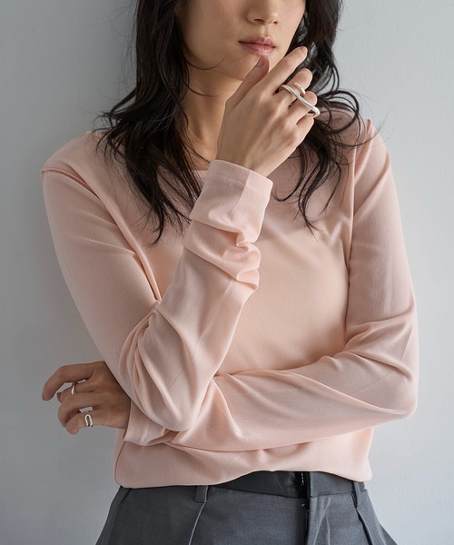 meilmada（メイルマダ）の「ロングスリーブメッシュシアートップス（Tシャツ/カットソー・レディース・アイボリー/ブラック/ブルーグレー/ピンク・FREE）」の14枚目の写真