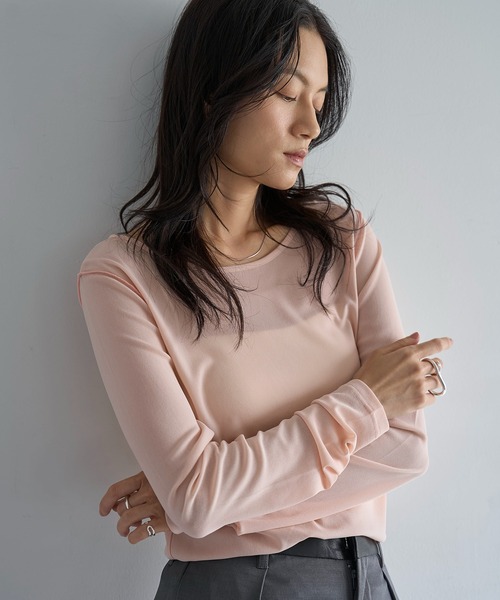 meilmada（メイルマダ）の「ロングスリーブメッシュシアートップス（Tシャツ/カットソー・レディース・アイボリー/ブラック/ブルーグレー/ピンク・FREE）」の18枚目の写真