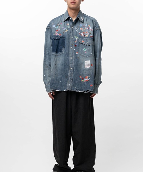 Maison MIHARA YASUHIRO（メゾンミハラヤスヒロ）の「Kids Sticker Printed Denim Shirt（シャツ/ブラウス・メンズ・ブラック/インディゴブルー・44/48/46）」の14枚目の写真