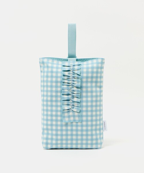 green label relaxing(グリーンレーベルリラクシング)の「シューズバッグ(ギンガム) / キッズ(トートバッグ・キッズ・ライトブルー/ライラック・FREE)」の1枚目の写真