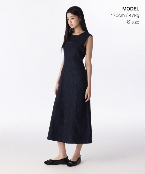 MUSINSA STANDARD WOMAN（ムシンサスタンダードウーマン）の「ウィメンズパネルデニムマキシドレス[ディープインディゴ]（ワンピース・レディース・その他・SMALL/X-SMALL/LARGE/MEDIUM）」の5枚目の写真