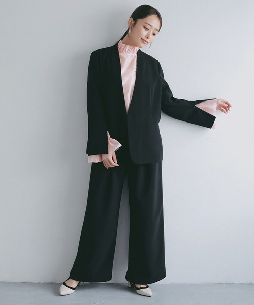 AJUGA.（アジュガ）の「イージーストレートワイドパンツ【セレモニー/オケージョン】（その他パンツ・レディース・ブラック/ネイビー・M/S）」の3枚目の写真