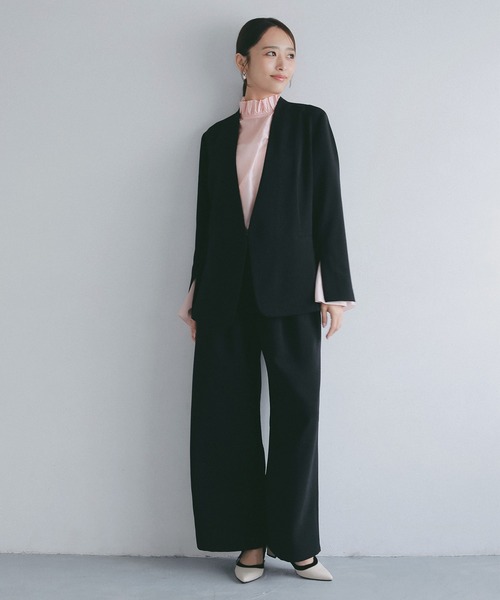 AJUGA.（アジュガ）の「イージーストレートワイドパンツ【セレモニー/オケージョン】（その他パンツ・レディース・ブラック/ネイビー・M/S）」の4枚目の写真