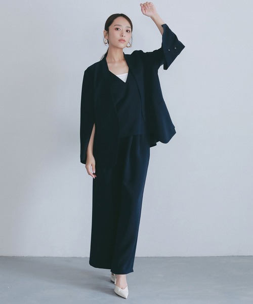 AJUGA.（アジュガ）の「イージーストレートワイドパンツ【セレモニー/オケージョン】（その他パンツ・レディース・ブラック/ネイビー・M/S）」の12枚目の写真