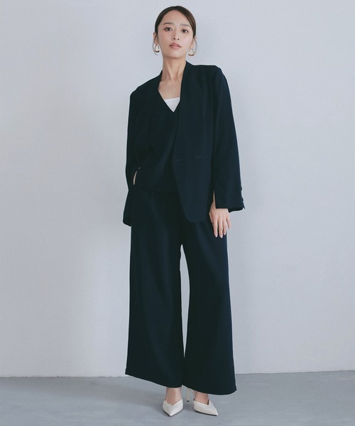 AJUGA.（アジュガ）の「イージーストレートワイドパンツ【セレモニー/オケージョン】（その他パンツ・レディース・ブラック/ネイビー・M/S）」の14枚目の写真