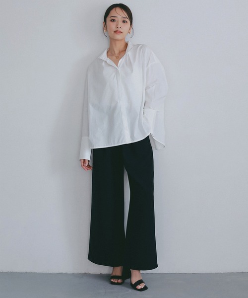 AJUGA.（アジュガ）の「イージーストレートワイドパンツ【セレモニー/オケージョン】（その他パンツ・レディース・ブラック/ネイビー・M/S）」の6枚目の写真