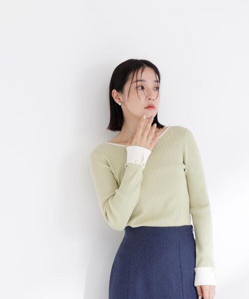 NATURAL BEAUTY BASIC(ナチュラルビューティーベーシック)の「◇ダブルカフスニット(ニット/セーター・レディース・ブルー系その他6/グリーン系その他3/ベージュ系その他・FREE)」の16枚目の写真