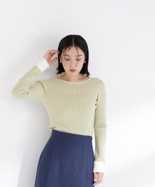 NATURAL BEAUTY BASIC(ナチュラルビューティーベーシック)の「◇ダブルカフスニット(ニット/セーター・レディース・ブルー系その他6/グリーン系その他3/ベージュ系その他・FREE)」の14枚目の写真
