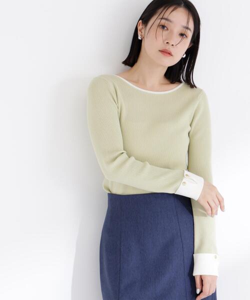 NATURAL BEAUTY BASIC(ナチュラルビューティーベーシック)の「◇ダブルカフスニット(ニット/セーター・レディース・ブルー系その他6/グリーン系その他3/ベージュ系その他・FREE)」の12枚目の写真