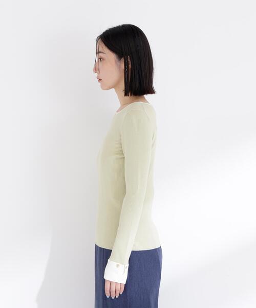 NATURAL BEAUTY BASIC(ナチュラルビューティーベーシック)の「◇ダブルカフスニット(ニット/セーター・レディース・ブルー系その他6/グリーン系その他3/ベージュ系その他・FREE)」の4枚目の写真